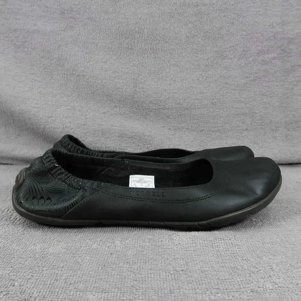 Merrell Barefoot Life Glimmer Glove Womens 7.5 Black Leather Vibram Ballet Flats